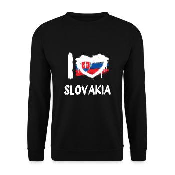 I love Slovakia / Ich Liebe Slowakei Land Länder - Unisex Pullover - Schwarz - Vorne - Alina (178cm) & Michal (187cm)