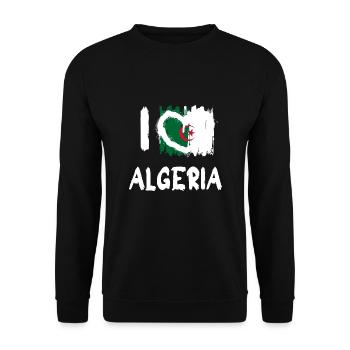 I love Algeria / Ich Liebe Algerien Land Länder - Unisex Pullover - Schwarz - Vorne - Alina (178cm) & Michal (187cm)