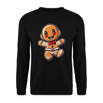 Niedlicher Lebkuchenmann - Unisex Pullover - Schwarz - Vorne - Alina (178cm) & Michal (187cm)