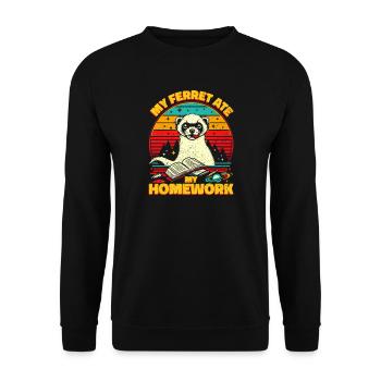 Mon furet a mangé mes devoirs - Cadeau furet - Sweat-shirt Unisexe - noir - Devant - Alina (178cm) & Michal (187cm)