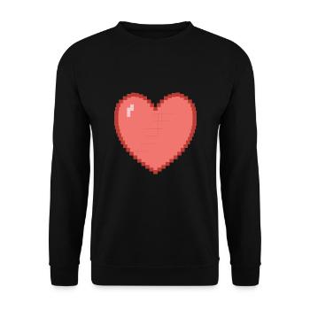 Herz heart Pixel Gamer Geschenk - Unisex Pullover - Schwarz - Vorne - Alina (178cm) & Michal (187cm)