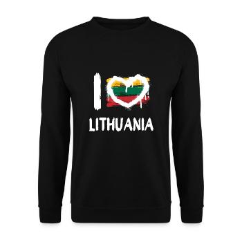 I love Lithuania / Ich Liebe Litauen Land Länder - Unisex Pullover - Schwarz - Vorne - Alina (178cm) & Michal (187cm)