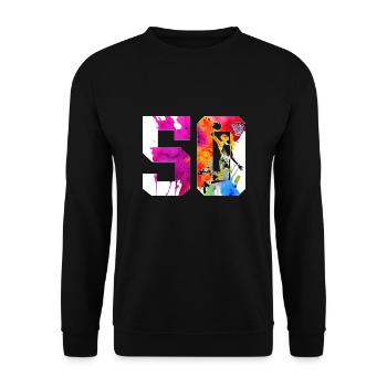 50TH BIRTHDAY BASKETBALL NUMBER 50 - Unisex Sweatshirt - black - Front - Alina (178cm) & Michal (187cm)
