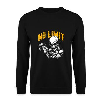 Bodybuilding Skull Workout and No Limit - Unisex Pullover - Schwarz - Vorne - Alina (178cm) & Michal (187cm)
