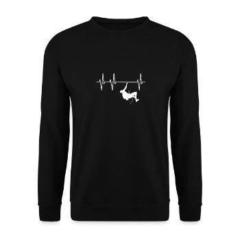 Escalade Bouldering pouls Heartbeat palpitations - Sweat-shirt Unisexe - noir - Devant - Alina (178cm) & Michal (187cm)