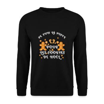 Ich bin nur wegen der Weihnachtsplätzchen hier - Unisex Pullover - Schwarz - Vorne - Alina (178cm) & Michal (187cm)