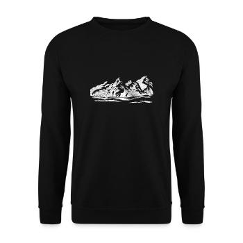 Berg Geschenk Wanderer Wanderurlaub Berge Mountain - Unisex Pullover - Schwarz - Vorne - Alina (178cm) & Michal (187cm)