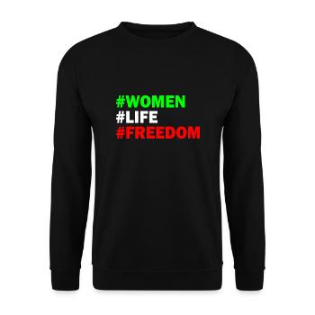 Women life freedom - Sweat-shirt Unisexe - noir - Devant - Alina (178cm) & Michal (187cm)
