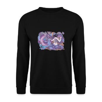 Geisha im Asia Style Manga Japan mit Drache Tattoo - Unisex Pullover - Schwarz - Vorne - Alina (178cm) & Michal (187cm)