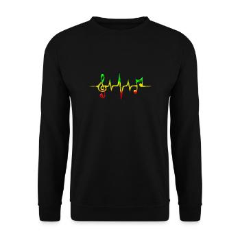 Reggae Partition Musique Musique Clé de musique vintage Puls - Sweat-shirt Unisexe - noir - Devant - Alina (178cm) & Michal (187cm)