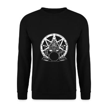 Squelette de crâne de batteur sur la batterie - Sweat-shirt Unisexe - noir - Devant - Alina (178cm) & Michal (187cm)