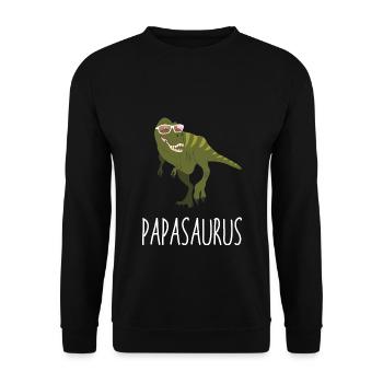 Papasaurus Papa Dinosaurier - Vater Dino Dad - Unisex Pullover - Schwarz - Vorne - Alina (178cm) & Michal (187cm)