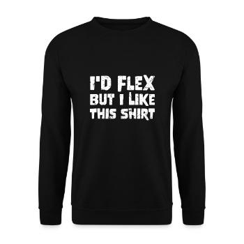 Ironic Funny grunge Id Flex But I Like This - Unisex Pullover - Schwarz - Vorne - Alina (178cm) & Michal (187cm)