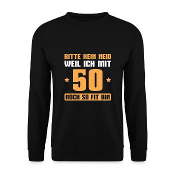 50 Jahre Papa 50. Geburtstag Geschenkidee - Unisex Pullover - Schwarz - Vorne - Alina (178cm) & Michal (187cm)