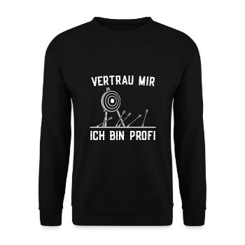 Bogensport Ich bin Profi Bogenschießen Geschenk - Unisex Pullover - Schwarz - Vorne - Alina (178cm) & Michal (187cm)