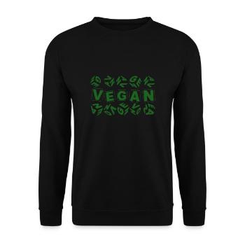 vegan grün Würfel-Block - Unisex Pullover - Schwarz - Vorne - Alina (178cm) & Michal (187cm)