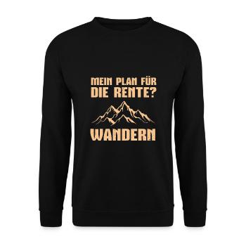 Rente Ruhestand Wandern - Unisex Pullover - Schwarz - Vorne - Alina (178cm) & Michal (187cm)