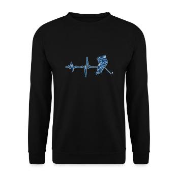 Gift heartbeat ice hockey - Unisex Sweatshirt - black - Front - Alina (178cm) & Michal (187cm)