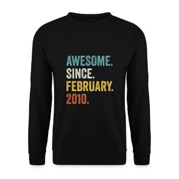 Awesome Since February 2010 12th Birthday - Unisex Sweatshirt - black - Front - Alina (178cm) & Michal (187cm)