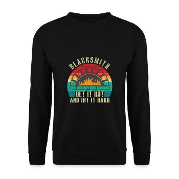 Lustiger Schmied Spruch & Schmieden - Unisex Pullover - Schwarz - Vorne - Alina (178cm) & Michal (187cm)