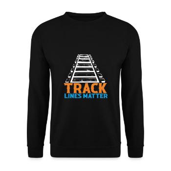 Lokführer Bahn Design I Model Eisenbahn - Unisex Pullover - Schwarz - Vorne - Alina (178cm) & Michal (187cm)
