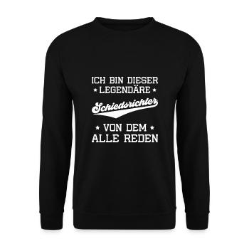 Schiri Fußball Legendärer Schiedsrichter - Unisex Pullover - Schwarz - Vorne - Alina (178cm) & Michal (187cm)