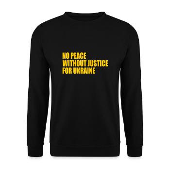 No peace without justice for ukraine - Unisex Pullover - Schwarz - Vorne - Alina (178cm) & Michal (187cm)