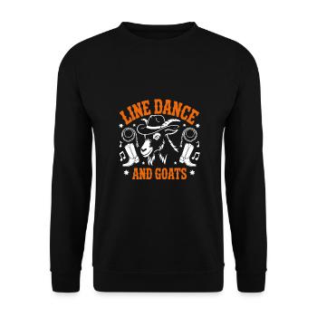 Ziegen und Line Dance lustige Ziege mit Stetson - Unisex Pullover - Schwarz - Vorne - Alina (178cm) & Michal (187cm)