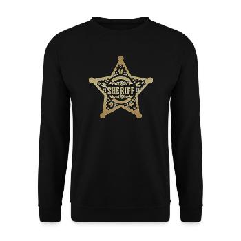 Sheriffstern, Sheriff, Stern, Karneval, Fasching - Unisex Pullover - Schwarz - Vorne - Alina (178cm) & Michal (187cm)