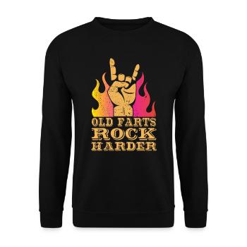 Old Farts Rock Harder birthday gift - Unisex Sweatshirt - black - Front - Alina (178cm) & Michal (187cm)