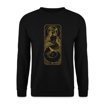 Zodiac sign - Capricorn - Line - gold - Unisex Sweatshirt - black - Front - Alina (178cm) & Michal (187cm)