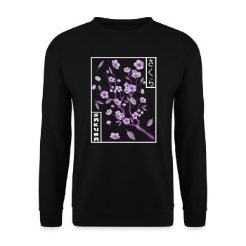 Retro Aesthetics Sakura Streetwear - Unisex Sweatshirt - black - Front - Alina (178cm) & Michal (187cm)