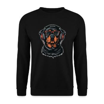 Rottweiler Lunettes de soleil Casque Chiens Chien - Sweat-shirt Unisexe - noir - Devant - Alina (178cm) & Michal (187cm)