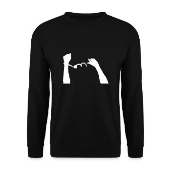 Handschellen Befreien Befreiung - Unisex Pullover - Schwarz - Vorne - Alina (178cm) & Michal (187cm)