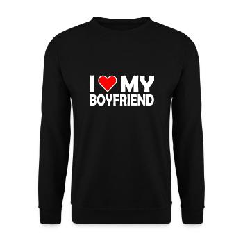 I love my boyfriend - Unisex Pullover - Schwarz - Vorne - Alina (178cm) & Michal (187cm)