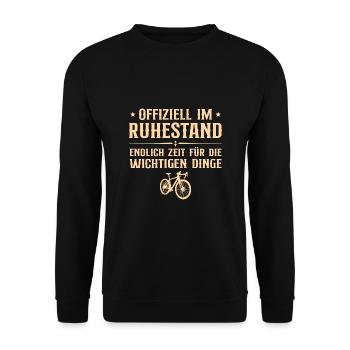 Ruhestand Radfahrer in Rente Fahrrad Rentner - Unisex Pullover - Schwarz - Vorne - Alina (178cm) & Michal (187cm)