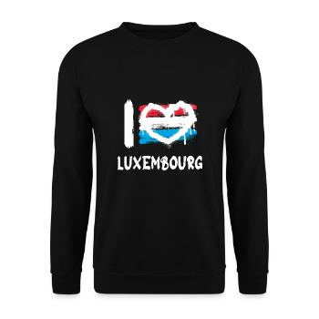 I love Luxembourg / Ich Liebe Luxemburg Land - Unisex Pullover - Schwarz - Vorne - Alina (178cm) & Michal (187cm)