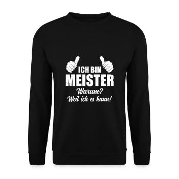 Meisterprüfung bestanden Handwerker Meister - Unisex Pullover - Schwarz - Vorne - Alina (178cm) & Michal (187cm)