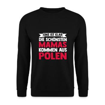 Pole Mama Mutter Polen - Unisex Pullover - Schwarz - Vorne - Alina (178cm) & Michal (187cm)