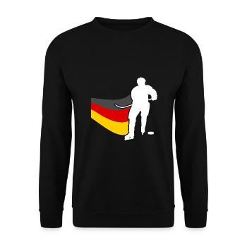 Eishockeyspieler Deutschland Flagge Eishockey - Unisex Pullover - Schwarz - Vorne - Alina (178cm) & Michal (187cm)