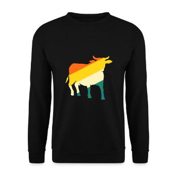 Büffel Rind Ochsen - Unisex Pullover - Schwarz - Vorne - Alina (178cm) & Michal (187cm)