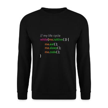 Cycle de vie programmeur cadeau de codeur informaticien - Sweat-shirt Unisexe - noir - Devant - Alina (178cm) & Michal (187cm)
