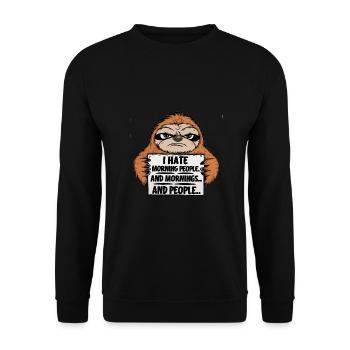 Lustiger Faultier Spruch - Unisex Pullover - Schwarz - Vorne - Alina (178cm) & Michal (187cm)
