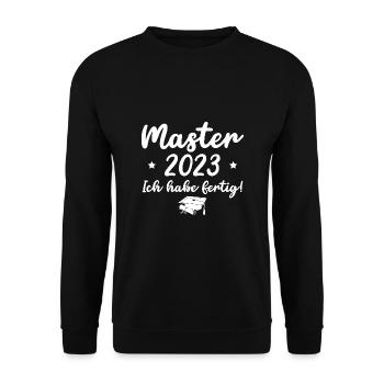 Masterprüfung bestanden 2023 Master - Unisex Pullover - Schwarz - Vorne - Alina (178cm) & Michal (187cm)
