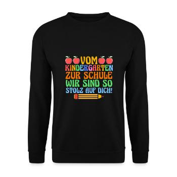 Eltern Schulkind Grundschule Erste Klasse Einschul - Unisex Pullover - Schwarz - Vorne - Alina (178cm) & Michal (187cm)