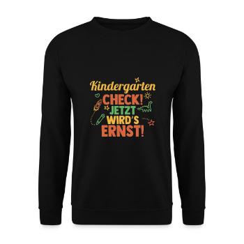 3 Klasse Schulkind Schulanfang Kindergarten Kita E - Unisex Pullover - Schwarz - Vorne - Alina (178cm) & Michal (187cm)