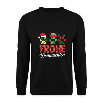 Père Noël Fête de Noël Noël Chats - Sweat-shirt Unisexe - noir - Devant - Alina (178cm) & Michal (187cm)