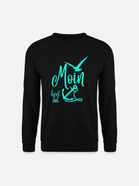 Moin heet dat - Anker & Möwen Motiv - Norddeutsch - Unisex Pullover - Schwarz