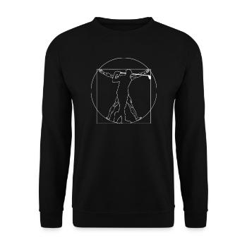 Golf Golfen Vitruvian Man Goldener Schnitt - Unisex Pullover - Schwarz - Vorne - Alina (178cm) & Michal (187cm)