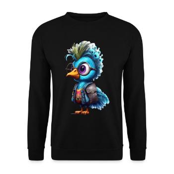 Dessin animé de paon mignon - Sweat-shirt Unisexe - noir - Devant - Alina (178cm) & Michal (187cm)